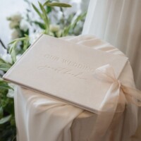 Wedding Guest Book Velvet Ivory + Keepsake Box
