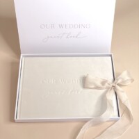 Wedding Guest Book Velvet Ivory + Keepsake Box - Image 2