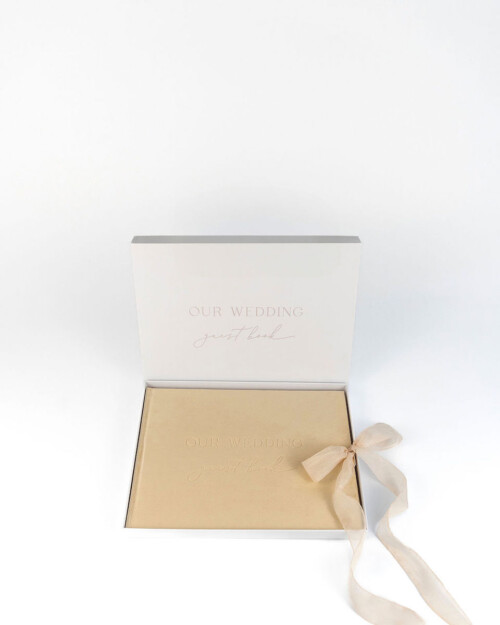 Wedding Guest Book Velvet Muted Gold + Keepsake Box