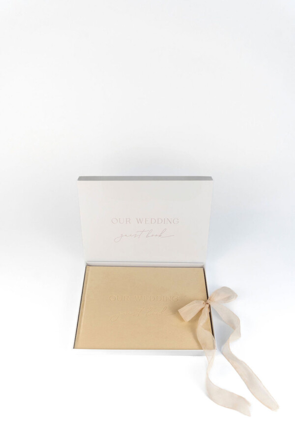 Wedding Guest Book Velvet Muted Gold + Keepsake Box