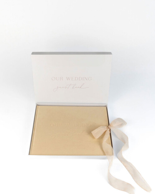 Wedding Guest Book Velvet Muted Gold + Keepsake Box