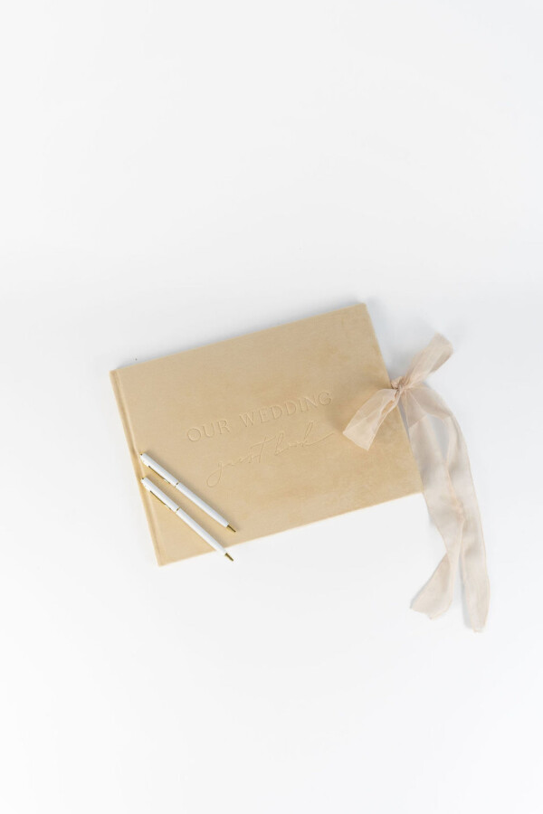Wedding Guest Book Velvet Muted Gold + Keepsake Box - Image 5