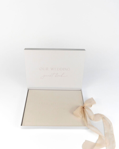Wedding Guest Book Velvet Ivory + Keepsake Box