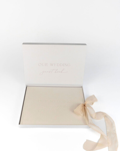 Wedding Guest Book Velvet Ivory + Keepsake Box