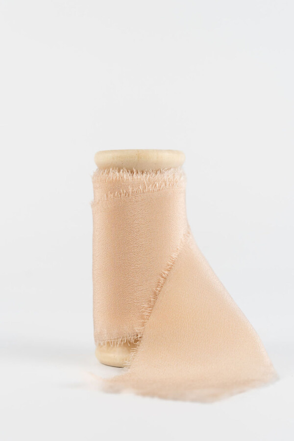 100% Silk Ribbon Peach - Image 2