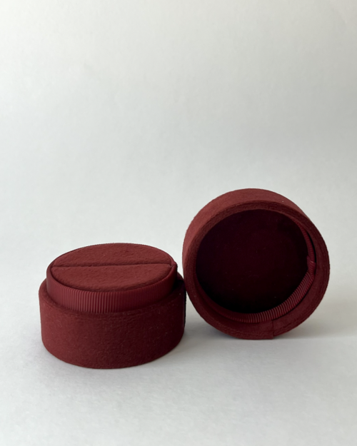 Velvet Ring Box Round Burgundy